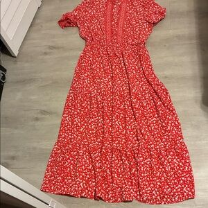 London Times Red Floral Maxi Dress